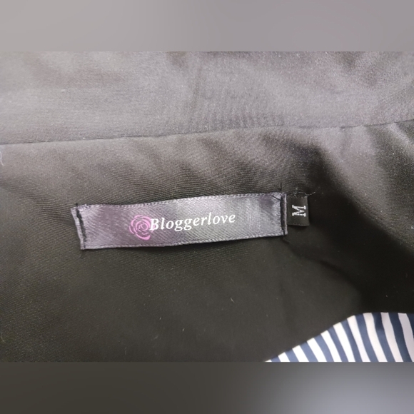 Bloggerlove Black Rain Jacket with Striped Navy Lining SIZE M - Picture 6 of 6